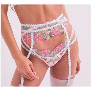 For Love & Lemons sz XXS Garter Belt Swaying Rose Floral Embroidered Coquette